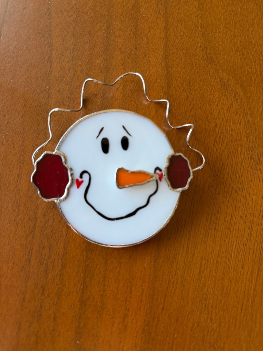 Switchablez Smiling Snowman Face Brooch with Orange Carrot Nose